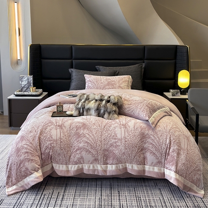 91家纺网 家纺一手货源 找家纺 （总）若未家居 LOVEWE HOUSE 2025秋冬浪漫双拼角立体着色双色雕花全消光数码印花牛奶绒色烂四件套