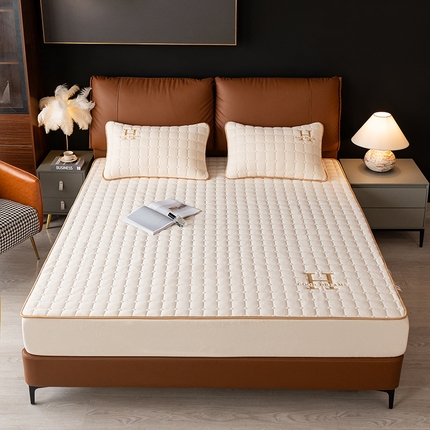 （总）恒爱 秋冬新款A类牛奶绒刺绣夹棉单床笠--H系列