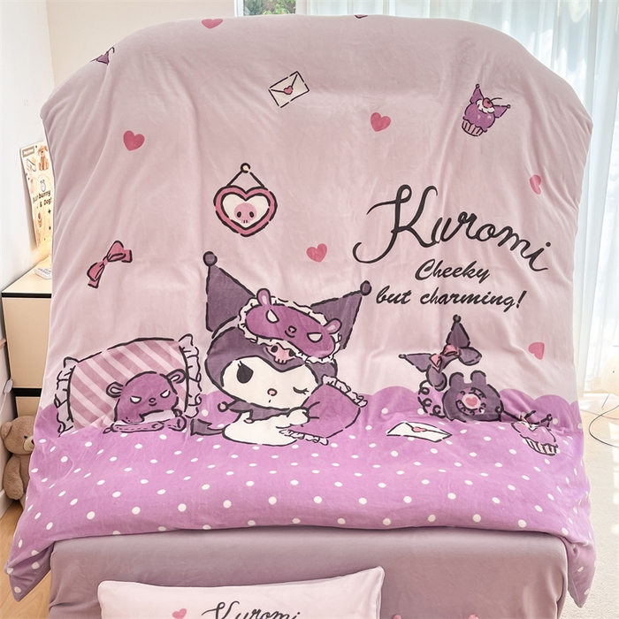 91家纺网 家纺一手货源 找家纺 星座家纺 2025新款大版三丽鸥牛奶绒四件套 安睡库洛米