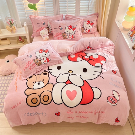 91家纺网 家纺一手货源 找家纺 （总）星座家纺 2025新款大版三丽鸥牛奶绒四件套