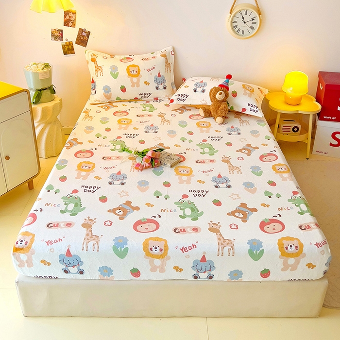 91家纺网 家纺一手货源 找家纺 大柏树 2025新款A类高克重亲肤舒适牛奶绒印花四件套-单床笠可定制 布拉乐园