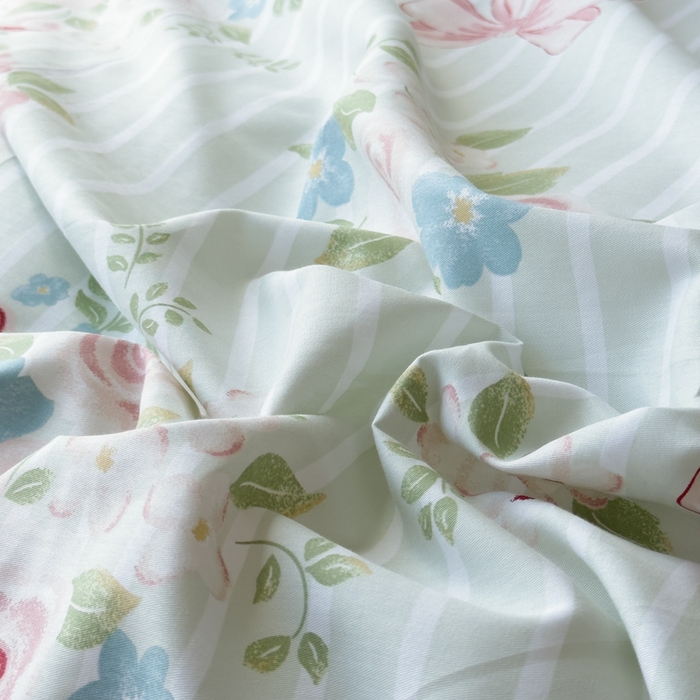 91家纺网 家纺一手货源 找家纺 2024新款印花小清新全棉四件套 清婉花语