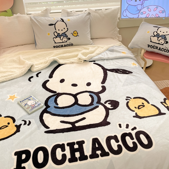 91家纺网 家纺一手货源 找家纺 金爱家 2024新款多功能牛奶绒羊羔绒毛毯毯子 羊羔绒-可爱小鸡帕哈狗