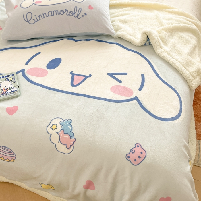 91家纺网 家纺一手货源 找家纺 金爱家 2024新款多功能牛奶绒羊羔绒毛毯毯子 羊羔绒-开心大耳狗