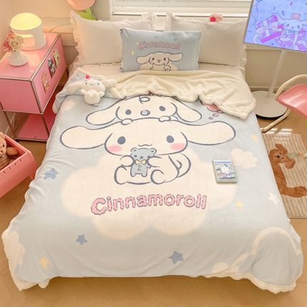 金爱家 2024新款多功能牛奶绒羊羔绒毛毯毯子 羊羔绒-云朵玩偶大耳狗