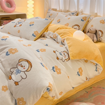 91家纺网 家纺一手货源 找家纺 （总）本制 2025新款B类牛奶绒印花四件套