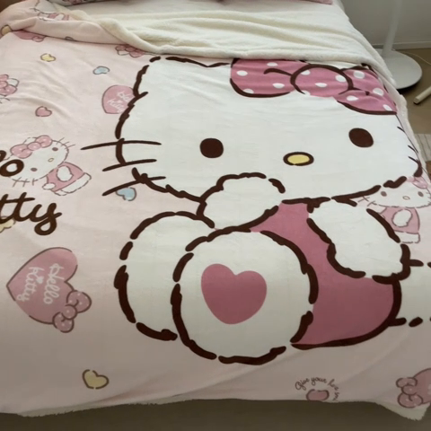 91家纺网 家纺一手货源 找家纺 金爱家 2024新款多功能牛奶绒羊羔绒毛毯毯子 羊羔绒-爱心kt