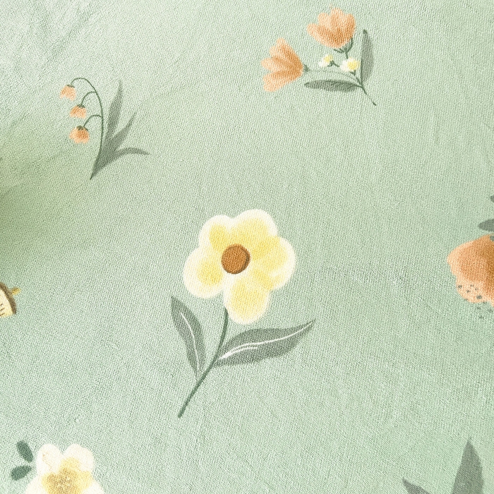 91家纺网 家纺一手货源 找家纺 大柏树 2025新款A类高克重亲肤舒适牛奶绒印花四件套-单床笠可定制 春意浓-绿