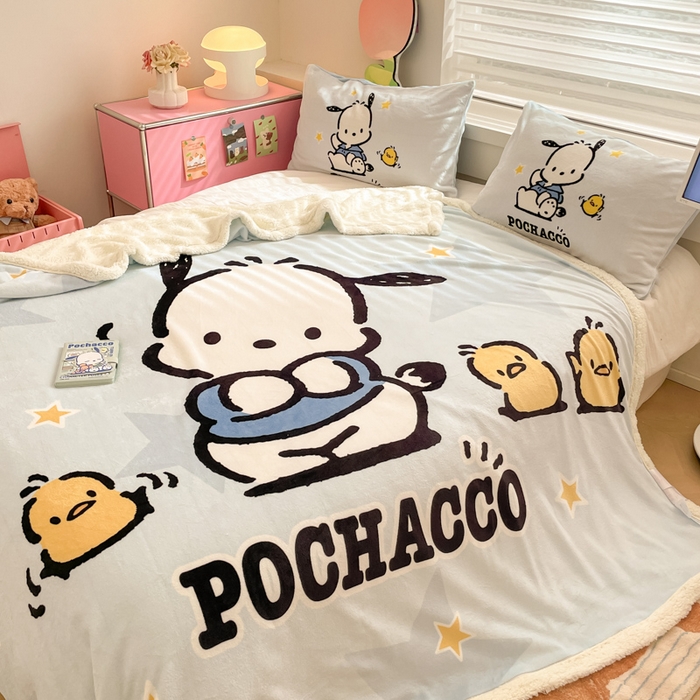 91家纺网 家纺一手货源 找家纺 金爱家 2024新款多功能牛奶绒羊羔绒毛毯毯子 羊羔绒-可爱小鸡帕哈狗