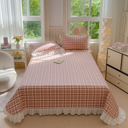 （总）久典家居 2024新款A类法式全棉色织水洗棉单床盖