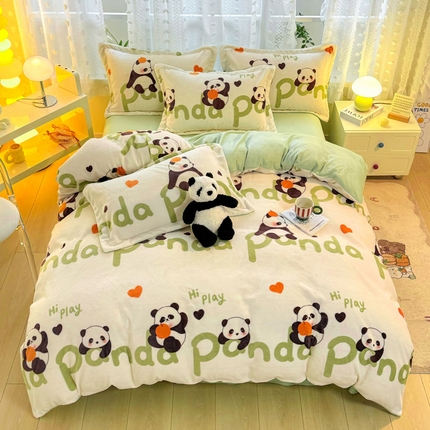 91家纺网 家纺一手货源 找家纺 富之航家纺 2024小清新四件套被套牛奶绒四件套法莱绒水晶绒法兰绒兔毛绒兔绒金貂绒雕花绒字母熊