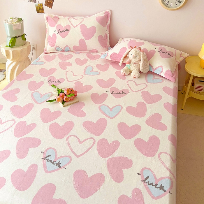 91家纺网 家纺一手货源 找家纺 大柏树 2025新款A类高克重亲肤舒适牛奶绒印花四件套-单床单可定制 若凡-粉