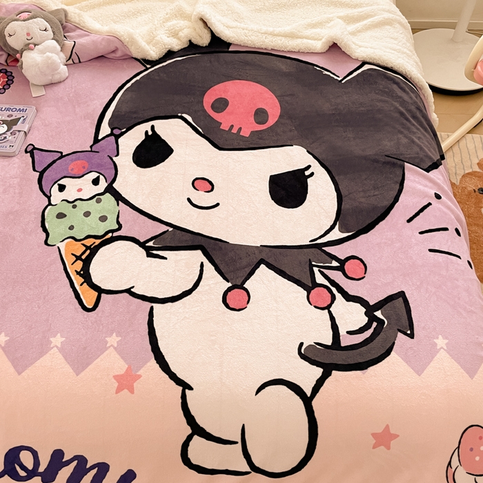 91家纺网 家纺一手货源 找家纺 金爱家 2024新款多功能牛奶绒羊羔绒毛毯毯子 羊羔绒-冰淇淋甜点库洛米