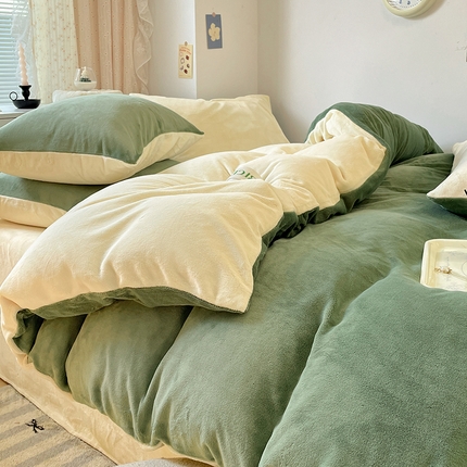 寐眠 新款牛奶绒纯色双拼四件套-风格二 丛林秘境