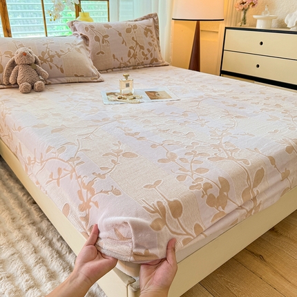 91家纺网 家纺一手货源 找家纺 （总）2025新款A类高克重牛奶绒烂花绒系列-纯色雕花绒单床笠