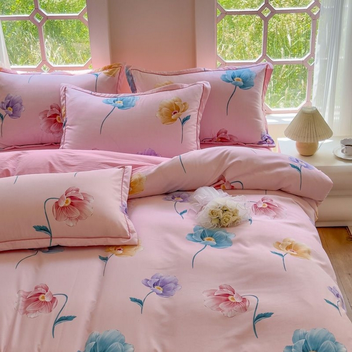 91家纺网 家纺一手货源 找家纺 禧多家纺 2024新款亲肤云锦棉四件套 悠然花开