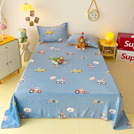 大柏树 2025新款A类高克重亲肤舒适牛奶绒印花四件套-单床单可定制 精灵乐园-蓝