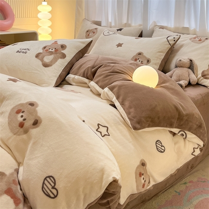 91家纺网 家纺一手货源 找家纺 （总）本制 2025新款B类牛奶绒印花四件套