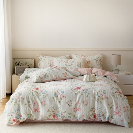 91家纺网 家纺一手货源 找家纺 （总）2024新款印花小清新全棉四件套