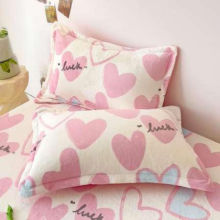 大柏树 2025新款A类高克重亲肤舒适牛奶绒印花四件套-单枕套可定制 若凡-粉