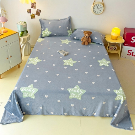 大柏树 2025新款A类高克重亲肤舒适牛奶绒印花四件套-单床单可定制 小幸运-深灰