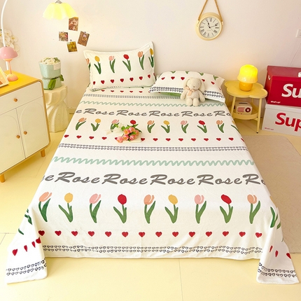 91家纺网 家纺一手货源 找家纺 大柏树 2025新款A类高克重亲肤舒适牛奶绒印花四件套-单床单可定制 寻彩