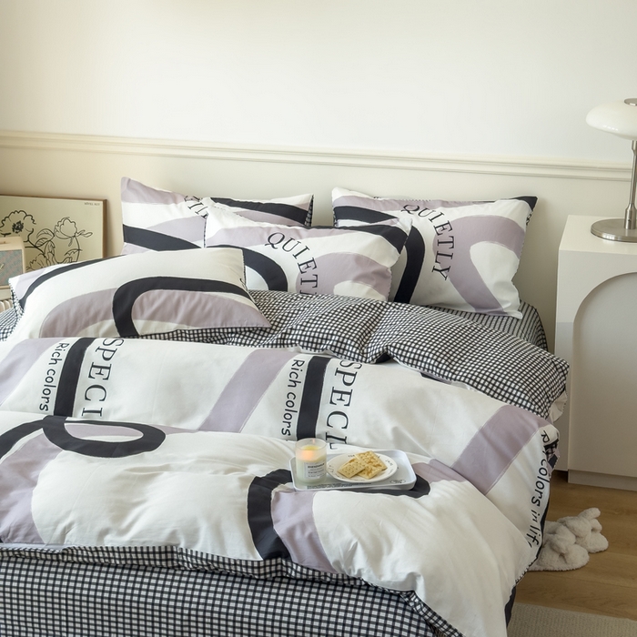 91家纺网 家纺一手货源 找家纺 2024新款印花小清新全棉四件套 时尚空间