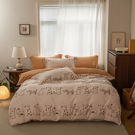 91家纺网 家纺一手货源 找家纺 （总）左右家纺 2024秋冬新款全棉磨毛印花四件套