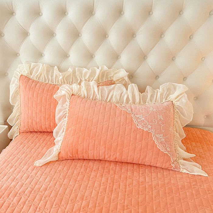 91家纺网 家纺一手货源 找家纺 罗艺轩 2024新款高克重牛奶雪纺边床裙四件套-羽蝶 梦幻玉