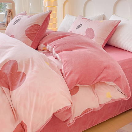 91家纺网 家纺一手货源 找家纺 （总）金丝鸟家纺 2024新款全棉印花加牛奶绒四件套