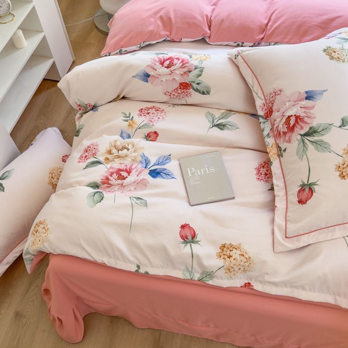 91家纺网 家纺一手货源 找家纺 禧多家纺 2024新款亲肤云锦棉四件套 绽放