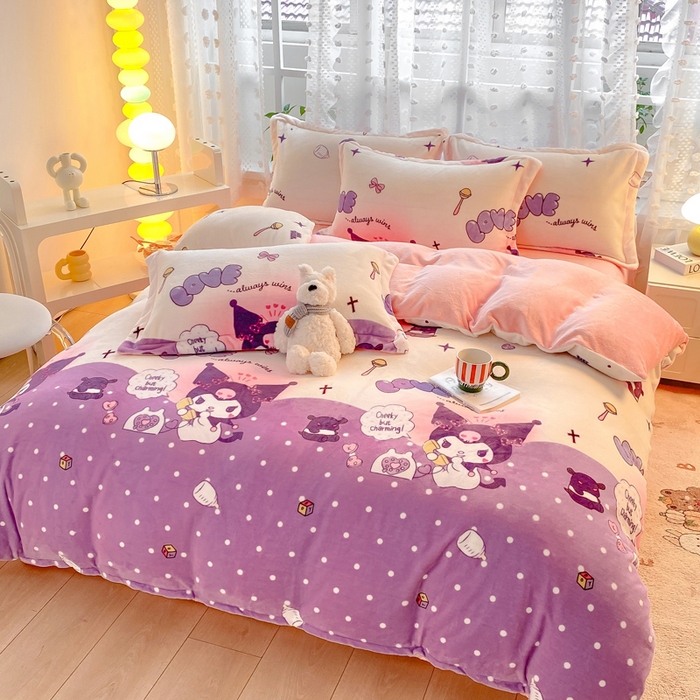 91家纺网 家纺一手货源 找家纺 富之航家纺 2024小清新四件套被套牛奶绒四件套法莱绒水晶绒法兰绒兔毛绒兔绒金貂绒雕花绒库洛米