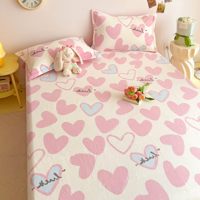 91家纺网 家纺一手货源 找家纺 大柏树 2025新款A类高克重亲肤舒适牛奶绒印花四件套-单床单可定制 若凡-粉