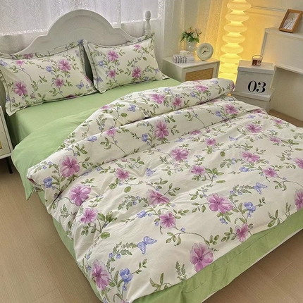 禧多家纺 2024新款亲肤云锦棉四件套 幽兰绽放