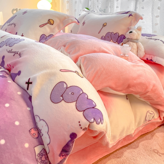 91家纺网 家纺一手货源 找家纺 富之航家纺 2024小清新四件套被套牛奶绒四件套法莱绒水晶绒法兰绒兔毛绒兔绒金貂绒雕花绒库洛米