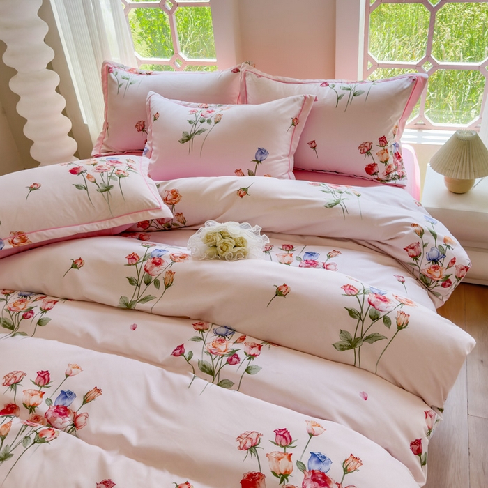 91家纺网 家纺一手货源 找家纺 禧多家纺 2024新款亲肤云锦棉四件套 缤纷玫瑰