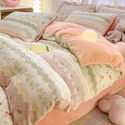 91家纺网 家纺一手货源 找家纺 （总）本制 2025新款B类牛奶绒印花四件套