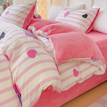 91家纺网 家纺一手货源 找家纺 （总）金丝鸟家纺 2024新款全棉印花加牛奶绒四件套