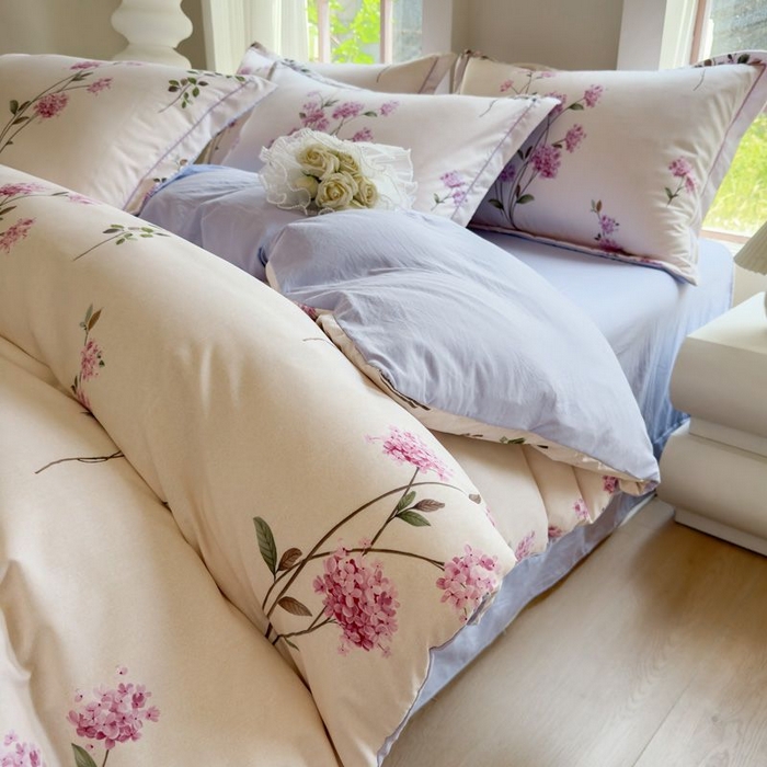 91家纺网 家纺一手货源 找家纺 禧多家纺 2024新款亲肤云锦棉四件套 花枝蔓