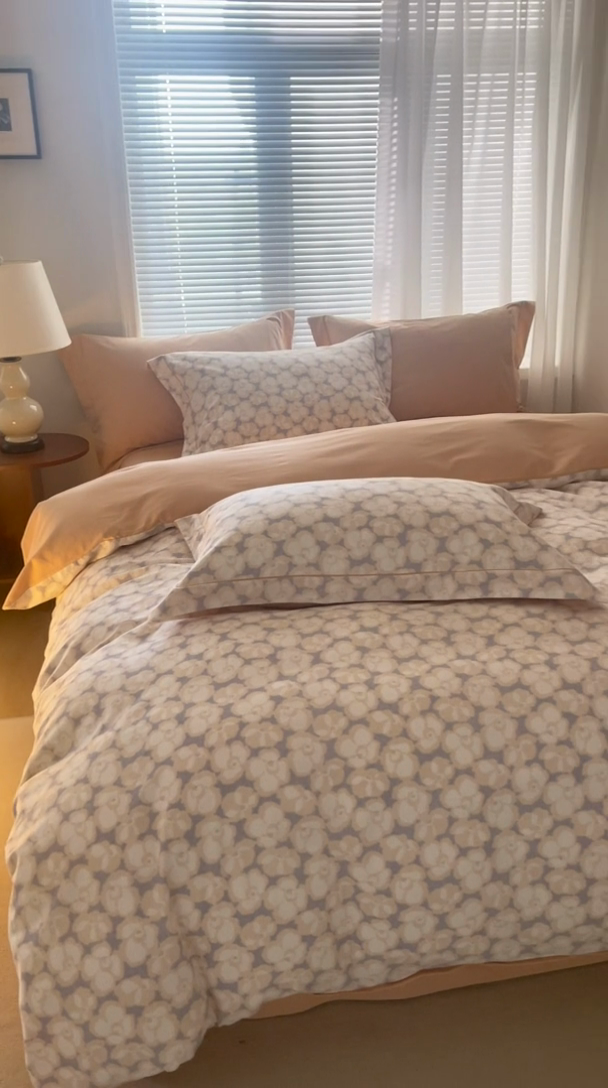 91家纺网 家纺一手货源 找家纺 左右家纺 2024秋冬新款全棉磨毛印花四件套 香茗