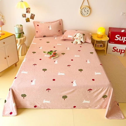 大柏树 2025新款A类高克重亲肤舒适牛奶绒印花四件套-单床单可定制 蘑菇屋
