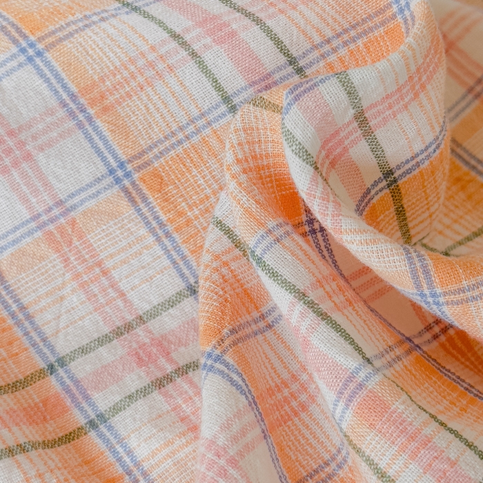 91家纺网 家纺一手货源 找家纺 久典家居 2024新款A类法式全棉色织水洗棉单床盖 可可桔