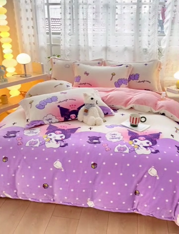 91家纺网 家纺一手货源 找家纺 富之航家纺 2024小清新四件套被套牛奶绒四件套法莱绒水晶绒法兰绒兔毛绒兔绒金貂绒雕花绒库洛米