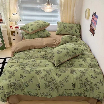 禧多家纺 2024新款简约时尚印花牛奶绒四件套 赫本1