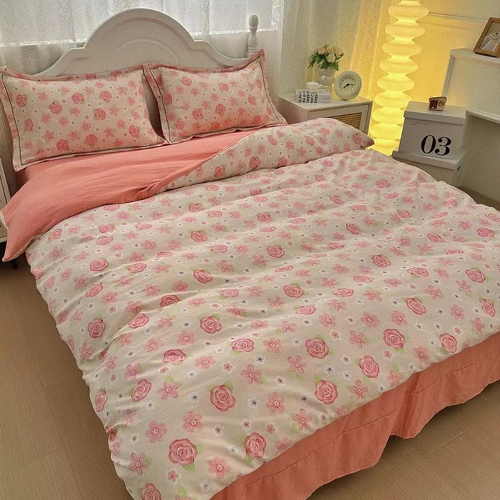 91家纺网 家纺一手货源 找家纺 禧多家纺 2024新款亲肤云锦棉四件套 花颜朵朵