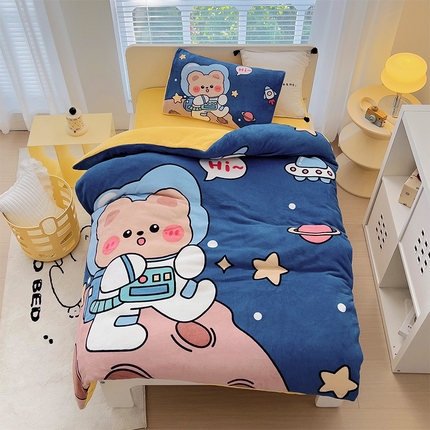 91家纺网 家纺一手货源 找家纺 （总）嗨生活 2025年加厚牛奶绒大版幼儿园三件套儿童