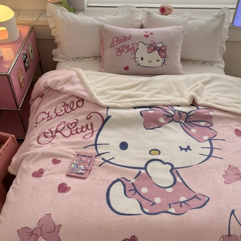 91家纺网 家纺一手货源 找家纺 金爱家 2024新款多功能牛奶绒羊羔绒毛毯毯子 羊羔绒-爱心蝴蝶kt