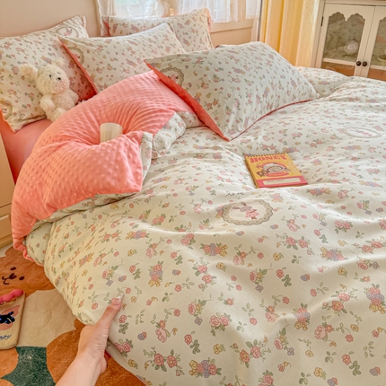 91家纺网 家纺一手货源 找家纺 （总）简宜家居（朝初家纺） 2025新款棉加绒豆豆绒牛奶绒四件套