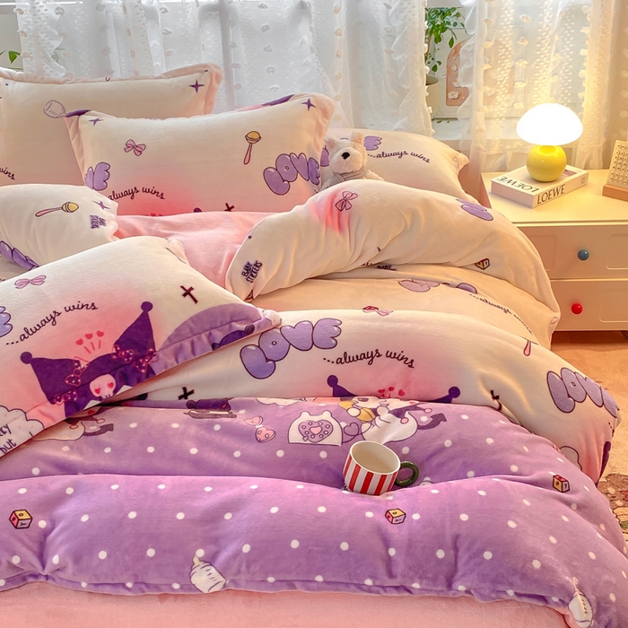 91家纺网 家纺一手货源 找家纺 富之航家纺 2024小清新四件套被套牛奶绒四件套法莱绒水晶绒法兰绒兔毛绒兔绒金貂绒雕花绒库洛米