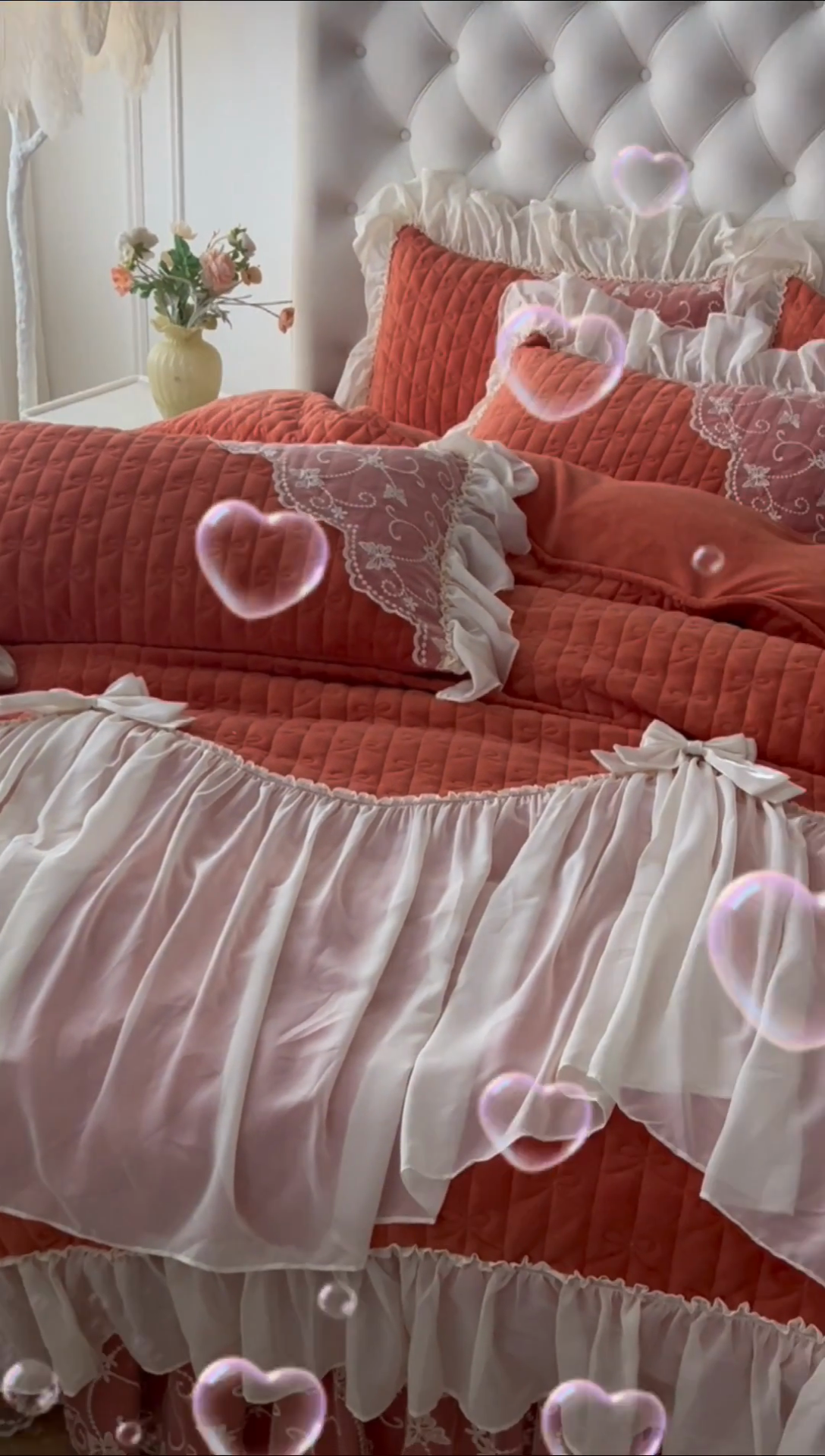 91家纺网 家纺一手货源 找家纺 （总）罗艺轩 2024新款高克重牛奶雪纺边床裙四件套-羽蝶